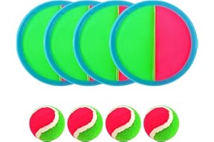 ZEHAN ZITONG Ball Game, Beach Games, Ball Set with 4 Ball Paddle and 4 Ball Game Throwing and Catching Game, Outdoor Spiele für Kinder Wurf- und Fangspiel,Ball for Party, Garden, Indoor and Outdoor Use