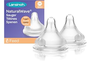 Lansinoh 75940 Przyssawka do Karmienia dla Niemowląt Naturalwave, Rozmiar M, Przezroczysty, 2 sztuki