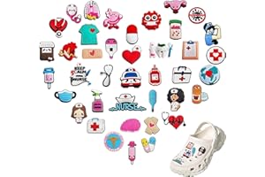 BUOSHUO 40 PCS Nurse Doctor Accesorios para Crocs Shoes,Medical Care SeriesCrocs Accesorios DIY,zapatos de enfermera, colgantes para adolescentes, mujeres y hombres, Cloruro de