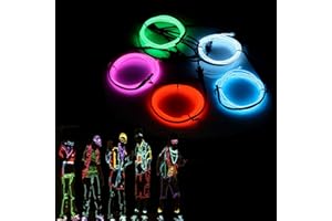 Sunboia 5x1M Fil Néon à Pile EL Câble Guirlande Lumineuses 3 Mode Éclairage Fix Clignotant Stroboscope Tube Fluo El Wire Déco Vêtement Festif Soirée Fête Mariage Voiture Vélo Intérieur (5 Couleur)