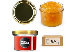 KADAX 10st Einmachgläser mit Schraubdeckel, 235 ml Gläser fi82, Einmachglas Klein, Marmeladengläser mit Deckel, Luftdichte Gläschen zum Verschenken, Schraubgläser (Gold)