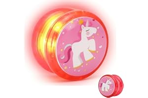 SRV HUB Light Up Yoyo Red Unicorn Design Automatic Return Yo-Yo Kids Beginners Players High Speed Plastic bearing Entertaining Professional Loop Yo yo String Tricks Party Favors Adult Boys Girls – 5.5cm