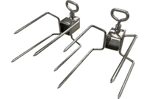 SUNSHINEBBQS Set of 2 Stainless Steel Chicken Rotisserie Spit Forks for Hog Roast 20mm x 20mm Square Skewer