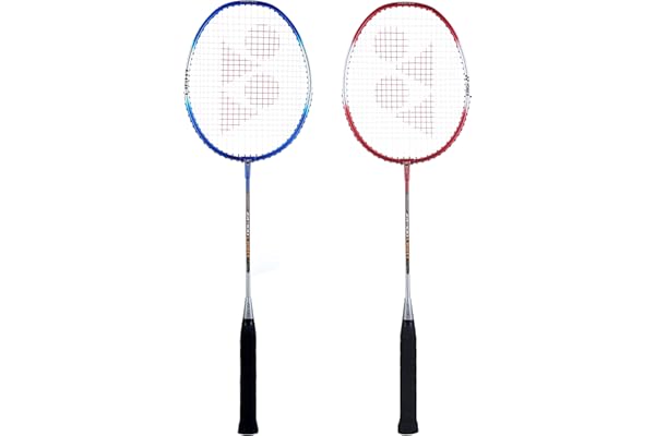 YONEX ZR 100 Light Aluminium Badminton Racquet with Full Cover (Blue & Red, Made in India) Set of 2