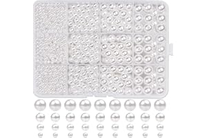 Zhenle Lot de 1320 perle blanche artificielles rondes pour fabrication de bijoux, colliers, bracelets, bijoux (∅ 4, 6, 8, 10 mm)