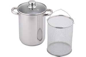 BAUMALU - Cuiseur à Asperges en Acier Inoxydable - Couvercle Verre, Poignées Inox - Tous Feux dont Induction - Triple Fond Diffuseur - Ø16cm, 25 x 17 x 23 cm, Argenté