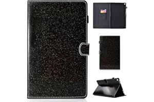 LMFULM® Case for Amazon Fire HD 10 2015/2017 (10,1 Inch) PU Magnetic Cover Shining Case Sleep/Wake Function Stent Function Holster Leather Case Flip Cover for Amazon Fire HD 10 Black