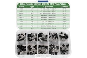 SCOOYUCK Zestaw tranzystorów NPN PNP (BC327 BC337 2N2222 2N2907 2N3904 2N3906 S8050 S8550 A1015 C1815)