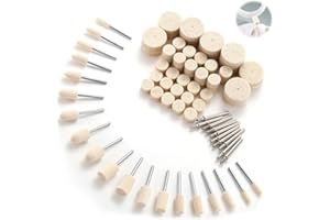 AzureRay Juego de 80 Piezas de Discos de Pulido Premium para Dremel y Taladros (Eje 1/8"), Incluye Fieltro de Lana, Plástico y Accesorios para Pulir Metal, Vidrio, Madera y Acero Inoxidable – Accesori