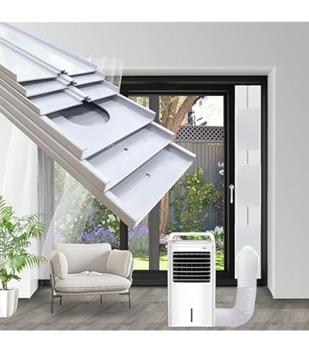 Kit Plaque Fenêtre Climatiseur Mobile 13/15cm - 4 Pièces Étanchéité Ventilation Portable