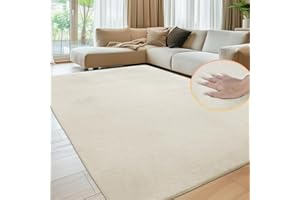 Sour Lemon Weiche Teppich Wohnzimmer, Glatt Teppich aus Kaninchenfell Kurzflor rutschfest, Modern Anti-Rutsch Carpet für Schlafzimmer, Luxuriöse Raumdekoration, Flauschiger Teppichbereich 160x230cm