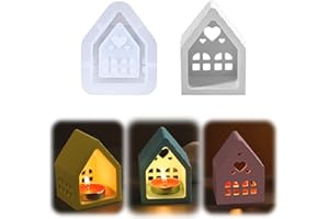 ‎KSSVZZ Silikonformen Gießformen Haus, Dreidimensional Silikonform Weihnachten Häuser, DIY Weihnachten Deko Giessformen Silikon, 3D Silikonform Haus Kerzenhalter