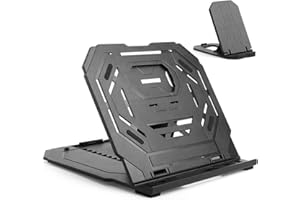 FRUNSI Drawing Tablet Stand, Laptop Stand, Foldable Stand for Pen Tablet Display, 9 Levels Adjustable Angles with a Built-in Phone Holder, for 12-17 inch Drawing Tablet, MacBook, Laptop, iPad, Book, Phone