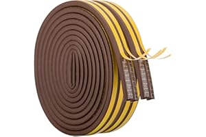 AIDEGER Taśma uszczelniająca do drzwi, okien, samoprzylepna, izolacja akustyczna, taśma uszczelniająca (9 mm x 6 mm / 20 m, brązowa)