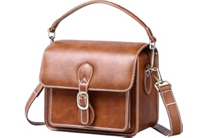 Cwatcun Camera Shoulder Bag Compact Camera Case Waterproof Retro Compatible for Canon Nikon Sony SLR DSLR Mirrorless Camera and Lens Brown, Small