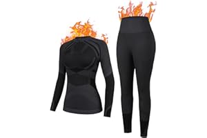 Charmo Thermounterwäsche für Damen Winter Skiunterwäsche Funktionsunterwäsche Set Halbzip ski unterwäsche Frauen Lange Unterwäsche extra warm