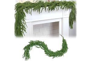 Artificial Greenery Garland, Christmas Greenery, Soft Rubber Rattan Garland Decoration, Plastic Wrapping Vine for Mantle, Tab