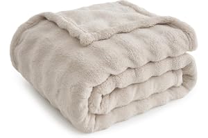 Topfinel Bubble mjuka filt, beige, 220 x 240 cm, i syntetisk ull, varm fleece för vardagsrum, tonåringar, flickor, estetisk f