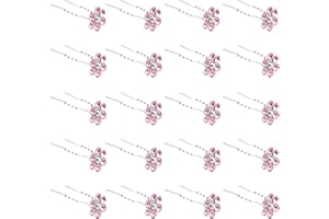 ZOUIQSS 20 Pack (Rose) Cristal Fleur Épingles À Cheveux Strass Pinces À Cheveux pour Mariée Mariage Femmes Bijoux De Cheveux Accessoires, avec Récipient Transparent