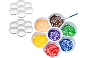 ULAWELLOR 2 Stück, Mischpalette in Blumenform in Kunststoff für Aquarelle,Acryl und Ölfarben,Professionelle Malerei,Bastelarbeiten Durchmesser Ca.17cm,Weiß