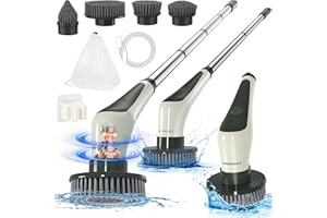 Cepillo Eléctrico Limpieza Hogar, [IPX8 Impermeable] Homtronics Fregadora Giratoria Eléctrica con 4 Cepillo Reemplazables, 400PPM, Cepillo Limpieza Hogar para Baño, Cocina, Coche, Tina, Piso (Verde)