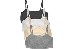 Dressably Pack of 4 Solid Beginner Bras for Girls/Kids: Half Slips & Camisoles