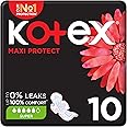 Kotex Maxi Protect Thick Pads, Super Size Sanitary Pads with Wings, 10 Sanitary Pads