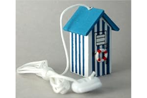 SDL Cord Pull Light Lighting Bathroom Beach Hut Wood WITH CORD - Stripe - Grey