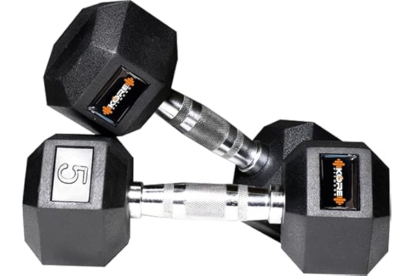 KORE DM-HEXA-5KG-COMBO16 Dumbbells Kits, Rubber, Black