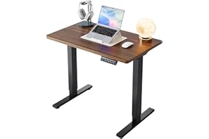 HUANUO 80 cm Electric Standing Desk Adjustable Height, 4 Memory Height Settings, Sit Stand Up Desk for Home Office & Computer Workstation, Black Walnut