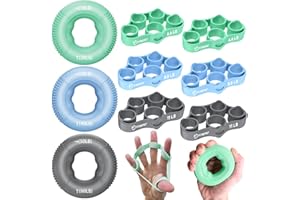 FitBeast Allenatore di Presa, Esercitatore per Dita, Rinforzatore per Avambraccio Kit - 9 Pezzi, Rinforzatore di Presa della Mano per Forza Mirata, Sollievo & Recupero