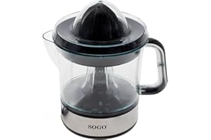 SOGO SS-5222 Spremiagrumi automatico, con caraffa da 0,7 litri con coperchio, potente e silenzioso, grigio e nero