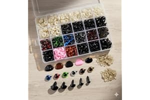 ARIATI 600 Pcs Plastic Safety Eyes and Noses with Washers, Colorful Craft Doll Eyes, Safety Eyes and Washers Set for Soft Toy Making, Crochet Crafts, Dolls, Puppets, DIY Crafts
