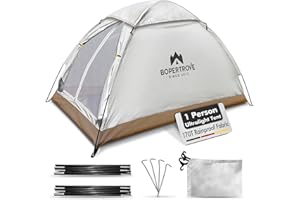 BOPERTROVE Tenda Campeggio 1 Posto, Tenda 1 Posto Ultraleggera, Tende Ultralight per Trekking, Spiaggia, Campeggio Moto, Tende Impermeabile Militare Facile da Montare