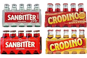 ‎ITALIAN GOURMET E.R. Sanbitter Aperitif Italien 10 x 100 ml + San bitter dry Weiss Aperitif Italien 10 x 100 ml + Crodino Bitter Aperitif Italien 10 x 100 ml + San pellegrino Crodino arancia rossa rot orange 10x 100 ml