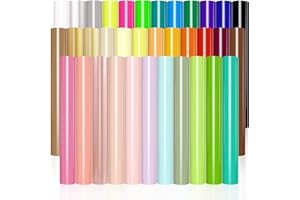 VINYL FROG Heat Transfer Vinyl Bundle 35 Colors HTV VinylSheets 12" x 10" Iron on VinylPack Multicolor Heat Press Vinyl for DIY T-Shirts Fabrics