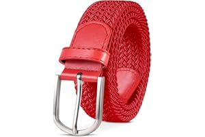 TANGCHAO Cintura Elastica Intrecciata per Uomo e Donna Cinturino Elastica Intrecciata con Fibbia in Lega di Zinco 33mm (1.25") Colori Multipli