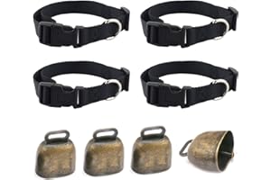 Fine jade2 Lot de 4 colliers en forme de chèvre avec cloche vintage avec fermeture anti-perte pour chèvres, bovins, chevaux, moutons