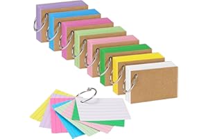NOTEZMATE Index Cards,800 PCS Ruled Revision Cards,56 x 74mm Cue Cards with Binder Ring,8 Assorted Colours Vocabulary Notecards Colourful Flash Cards Small for Office School Home Study Record