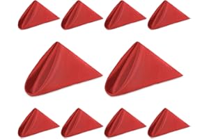 Weddecor 20 Inch Red Cotton Polyester Table Napkin for Home, Hotel, Dinning, Wedding, Banquet, Party, Events, Hemmed Edges Lightweight & Machine Washable, 10pcs