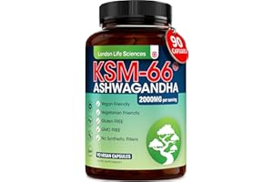 LONDON LIFE SCIENCES KSM-66 Ashwagandha 2000mg Organic and with Shilajit Root Extract Vegan Higher Bioavailability, Non-GMO (90-Day Supply, 2000mg)