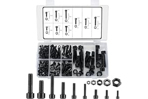 SYBDXJ Tornillos de Cabeza Cilíndrica con Hexágono Interior, 150 pcs Tornillos Hexagonales con Tuercas, Kit Surtido de Tornillos para Máquinas, Tornillos Métricos con Rosca - M4/M5/M6/M8/M10