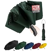 Conlun Compact Anti-Wind Folding Umbrella - Inverted Automatic Folding Green Windproof for Men, 210T Fabric Covers 50" Large