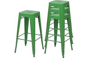 MENDLER Set 4X sgabelli bistrot Design Industriale HWC-A73 Metallo Verniciato Verde