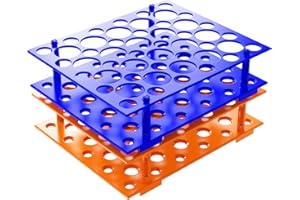 BIOMED SOLUTIONS 2 szt. 50 studni stojak na rurkę na 10 ml/15 ml/50 ml laboratoryjny plastikowy pojemnik na rurkę (pomarańczowy i niebieski)