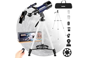 NACATIN Télescope pour Enfant Adulte 70/400mm avec trépied réglable, Sac de Transport Portable, Adaptateur pour Smartphone et télécommande sans Fil, Télescope astronomique Cadeau pour Enfants et débutants