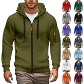 Gen&eacute;rico Men's Zip Up Hoodie Sweatshirts Men Running Sports Pocket Jacket Sweatshirt Long Sleeve Pullover Loose Hoodie Casual