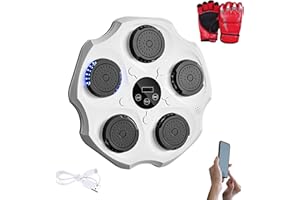 MAGIC SELECT Máquina de Boxeo Musical Equipo de Entrenamiento para Pared con LED, Guantes de Boxeo, Bluetooth y Luces al Ritmo de la Música. Maquina de Boxeo para Niños/Adultos. (9 Modos, 43x43 cm)