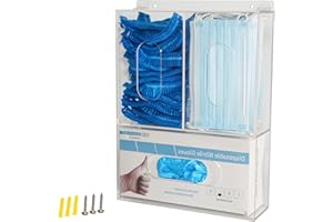 KOEMEHR Glove Storage Box Disposable Mask Dispenser Holder Triple Glove Rack Hairnet Tissue Napkin Acrylic Dispenser with Lid for Wall Mount Organizer for Food Service, Lab, Medical Office (Clear)