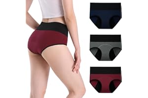 INNERSY Bragas Menstruales Mujer Cintura Alta Braga Menstrual Algodón Ropa Interior Protección Pack de 3